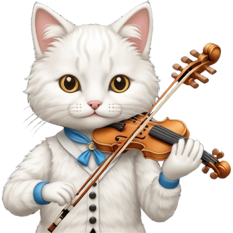 white cat play violin emoji
