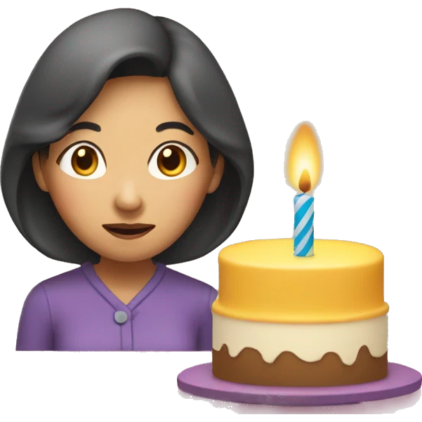 Middle Age Asian Woman Blowing a birthday candle emoji