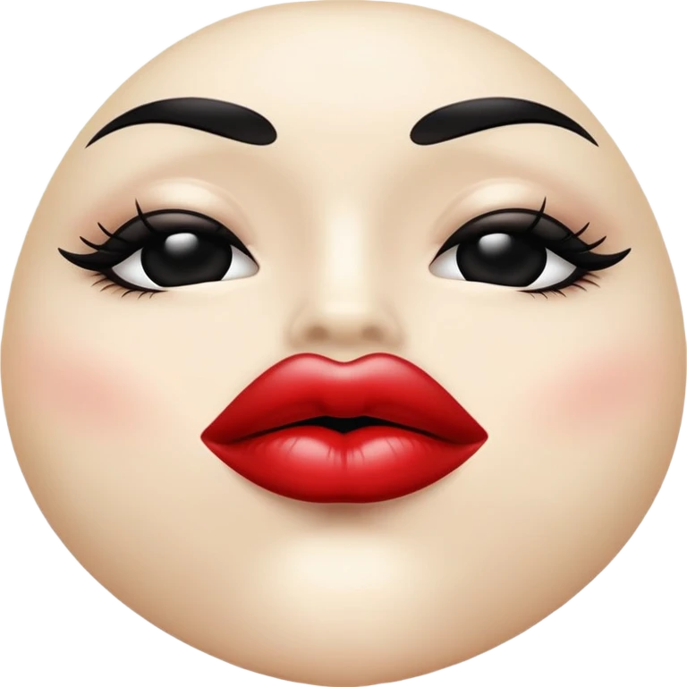 Glossy black lips, puckered as if for a kiss emoji