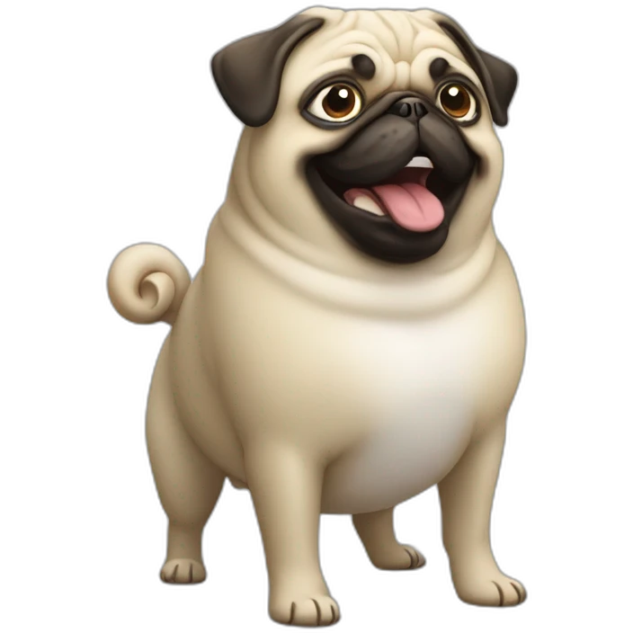 a fat happy pug as a software developer emoji