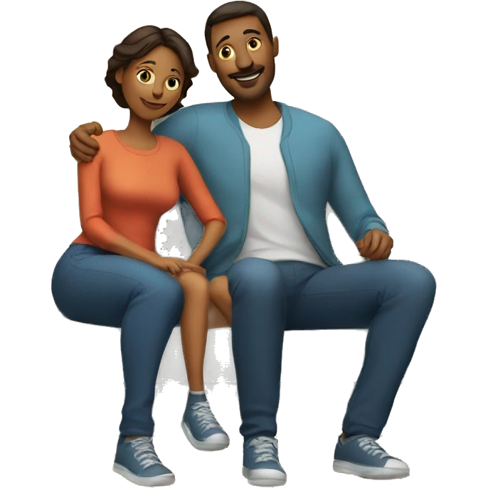 mom and dad and kid on couch emoji