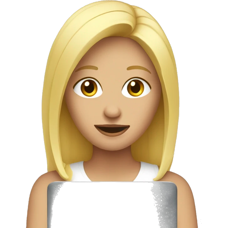 Blonde girl at computer  emoji