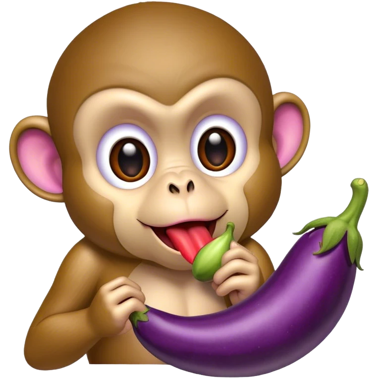 monkey licking eggplant emoji