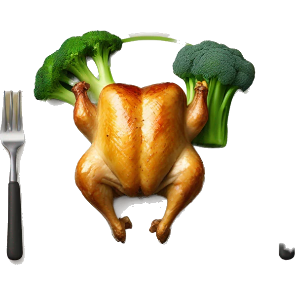 Roasted chicken and broccoli on a plate emoji