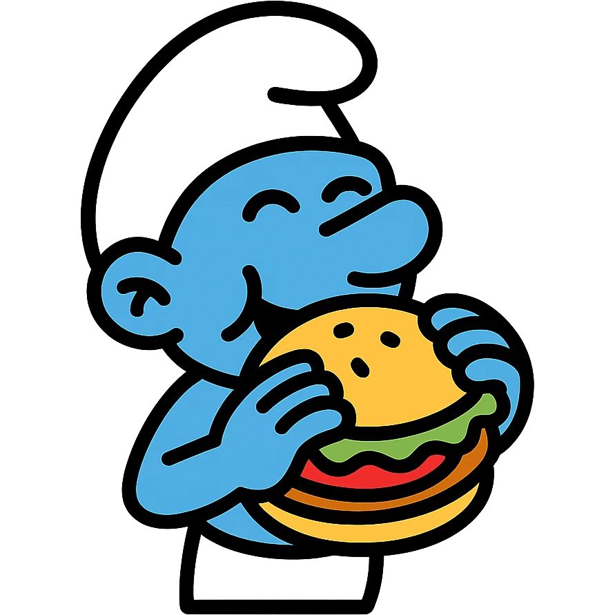 smurf eating a burger emoji