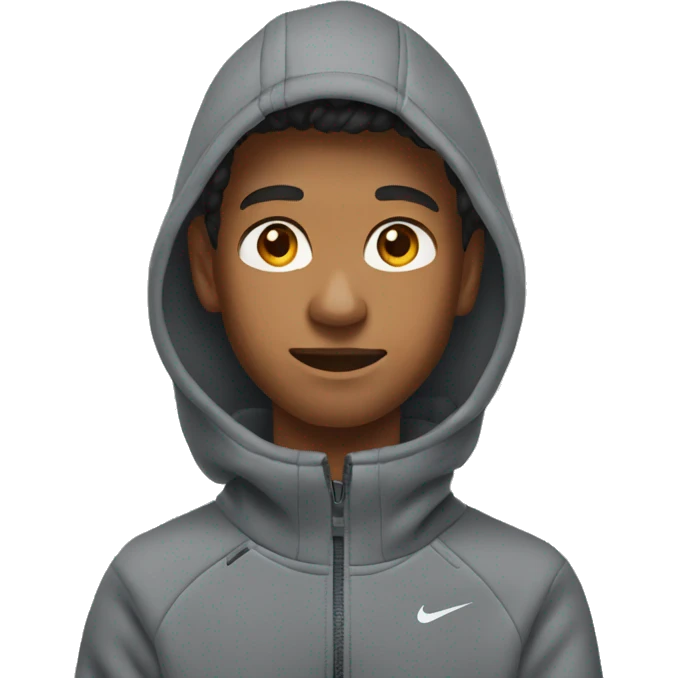 A young guy in a gray nike tech fleece emoji