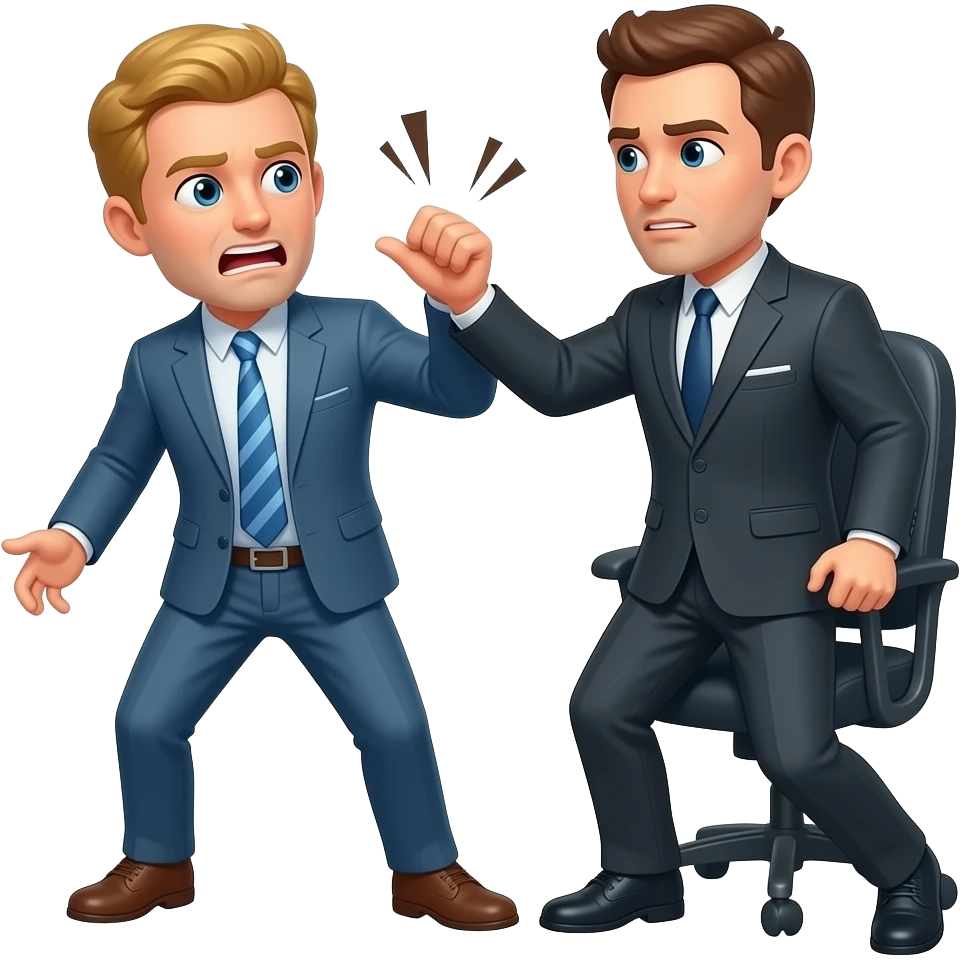 un uomo biondo che viene frustato dalla sua capa dufficio emoji