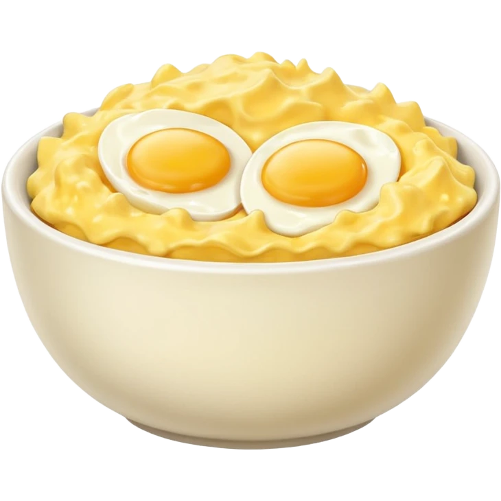 Scrambled eggs in a bowl with no eggs on top emoji