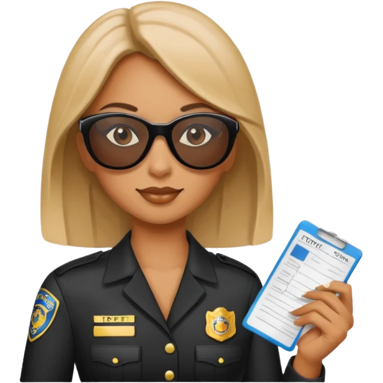 Police writing ticket with sunglasses on, female emoji