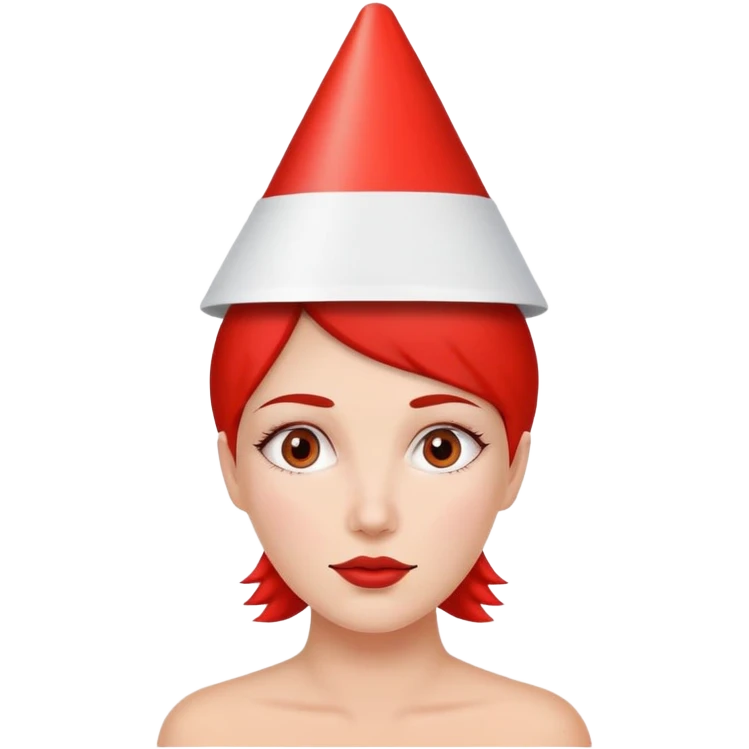Woman with red cone on head emoji