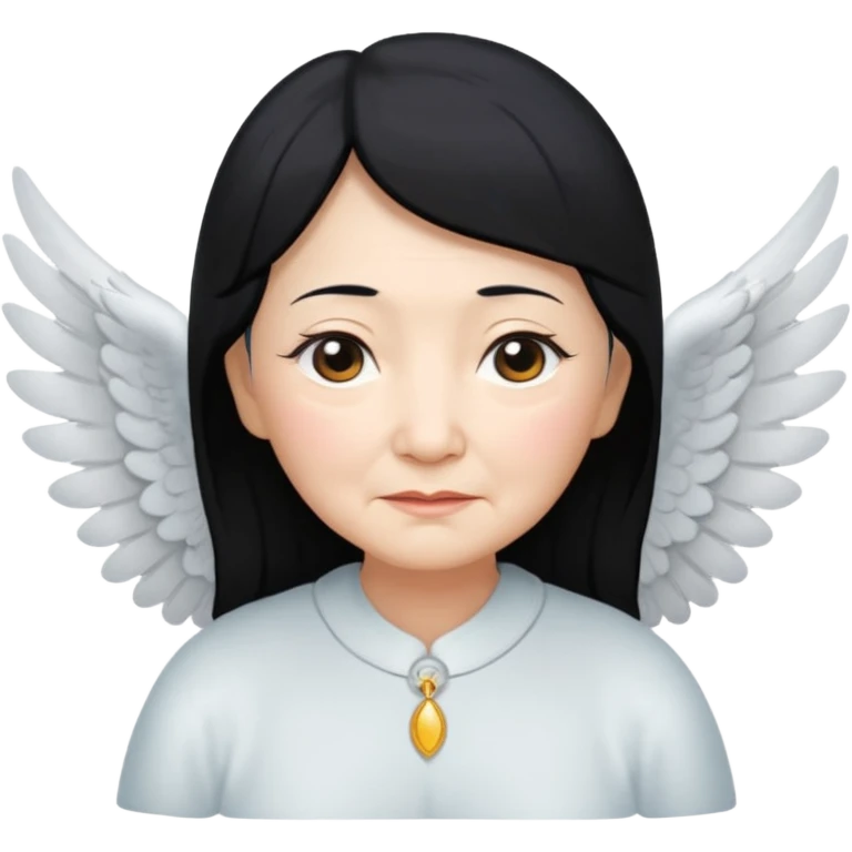 Angel Old Lady with wings black hair asian eyes emoji