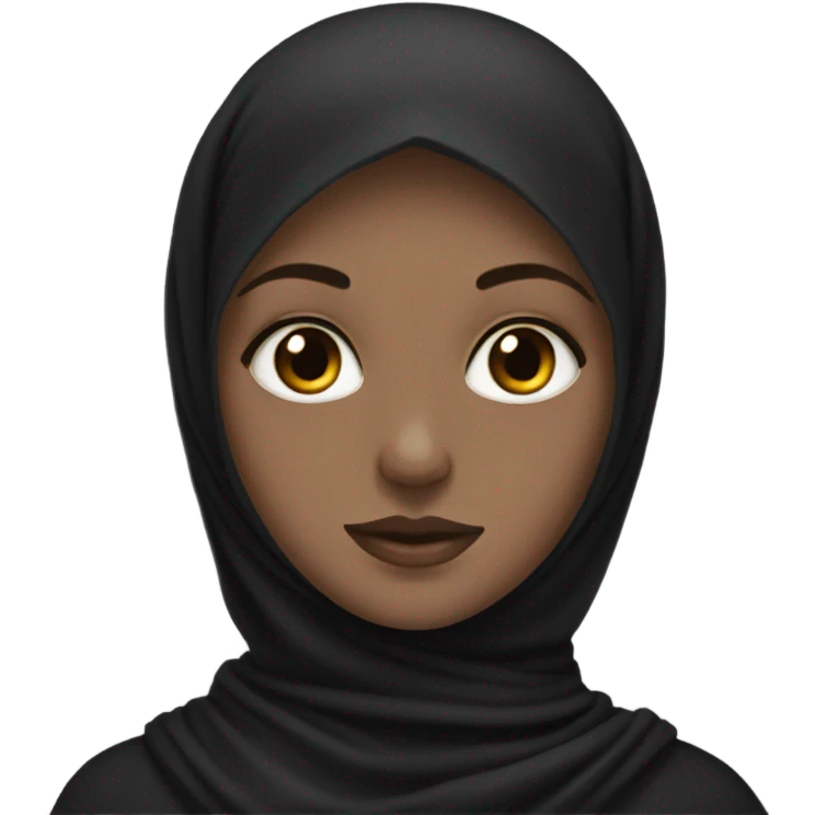 White girl, black eyes with black hijab emoji