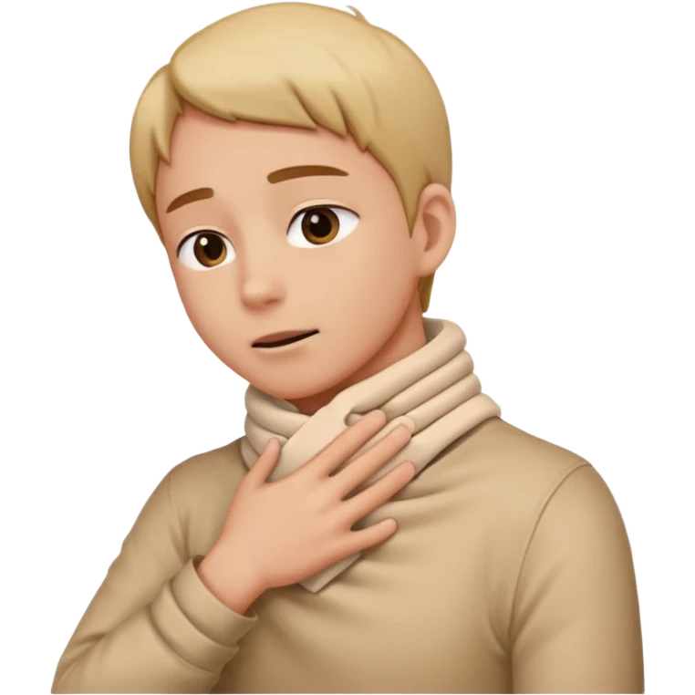 Person grabbing thier neck with their hands crossing them wrapping them around thier neck  emoji