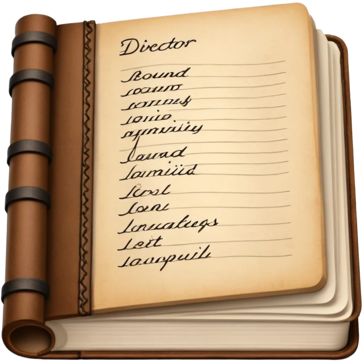 Director Script – bound pages with notes emoji
