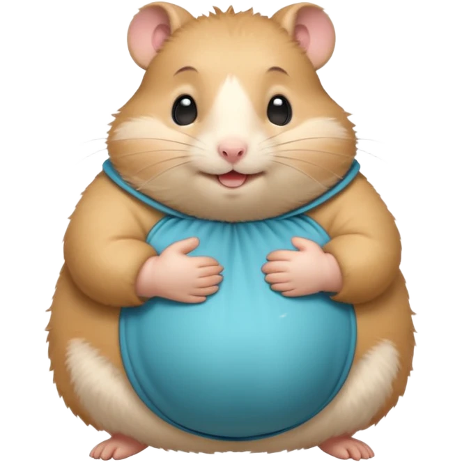 fat hamster holding pregnant belly smiling awkwardly emoji