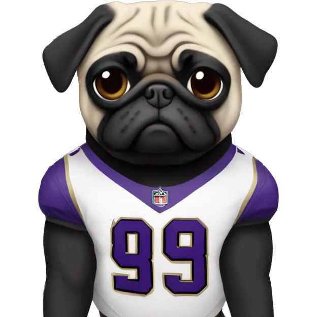 Pug in Baltimore ravens jersey emoji
