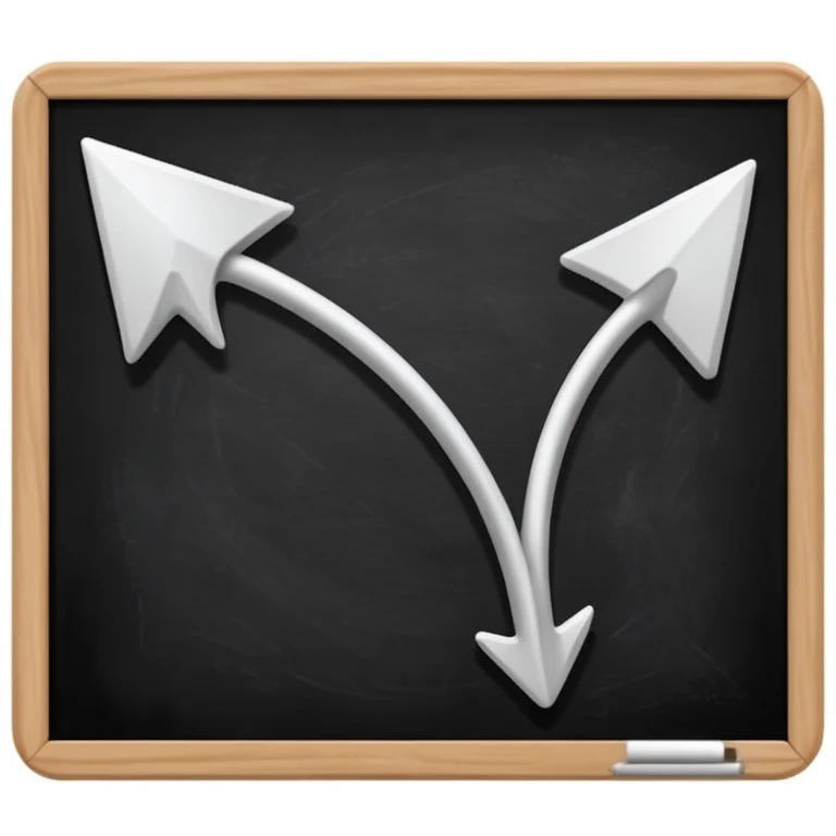 curved arrow, chalk drawn style on blackboard background emoji