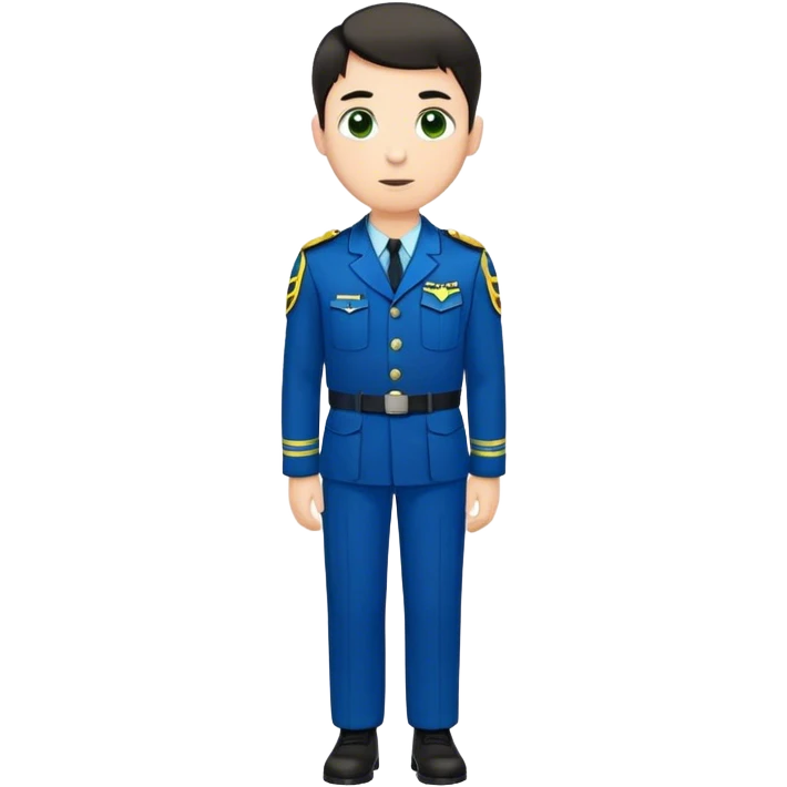 full body white male with dark short hair wearing blue and green uniform emoji