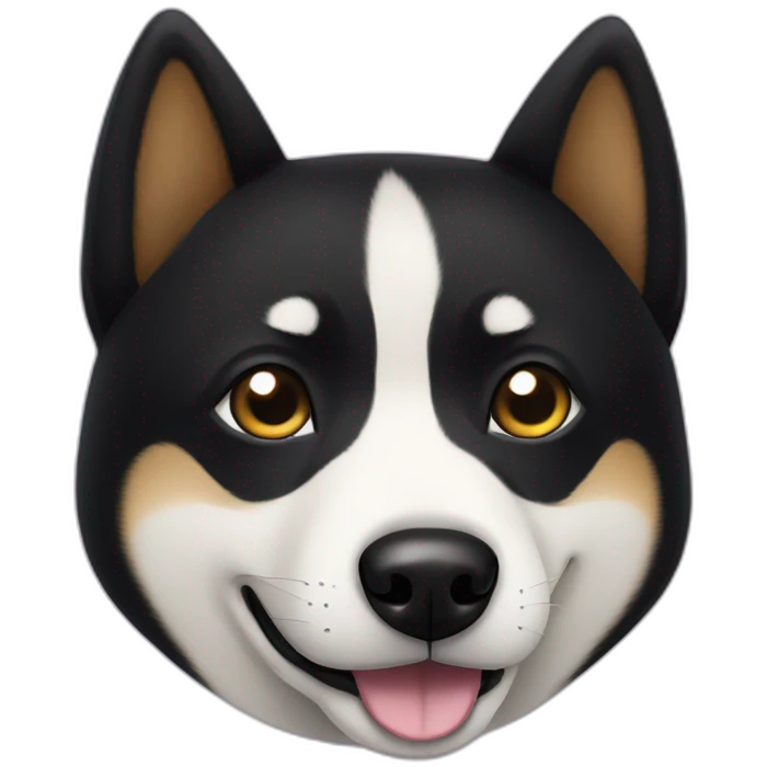 Black shiba inu with a star in each eye emoji