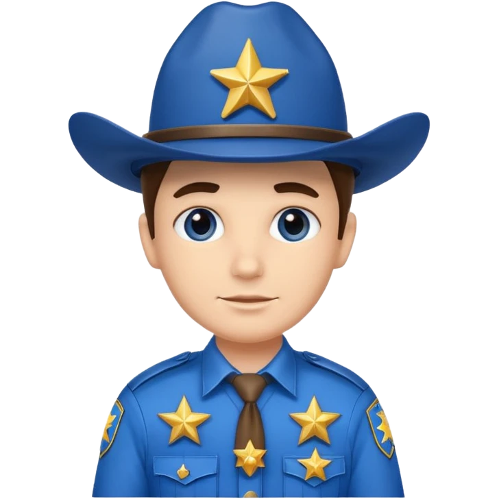 Sheriff with shiny blue star badge and blue hat emoji