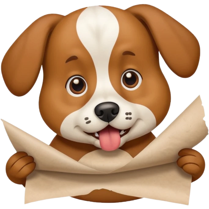 dog eating homework, simple, clear expression emoji