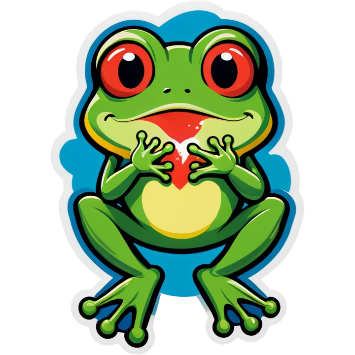 Frog sensing a kiss emoji