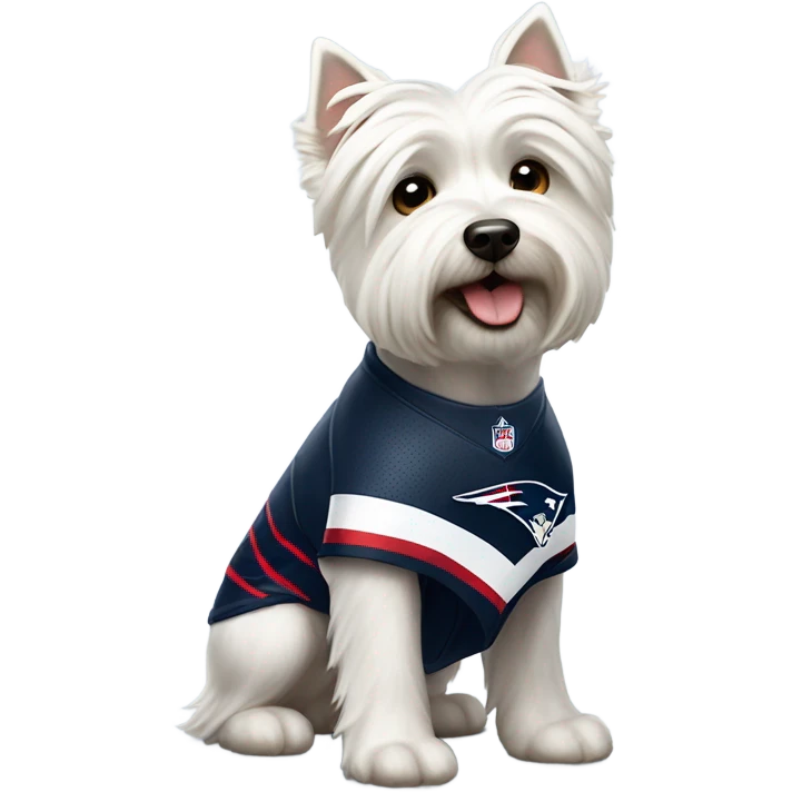 Westie with patriots jersey emoji