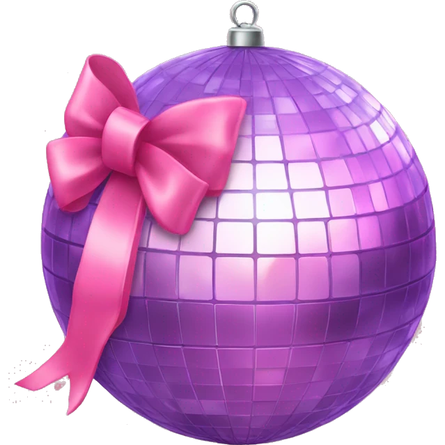 disco ball with a pink bow on top  emoji