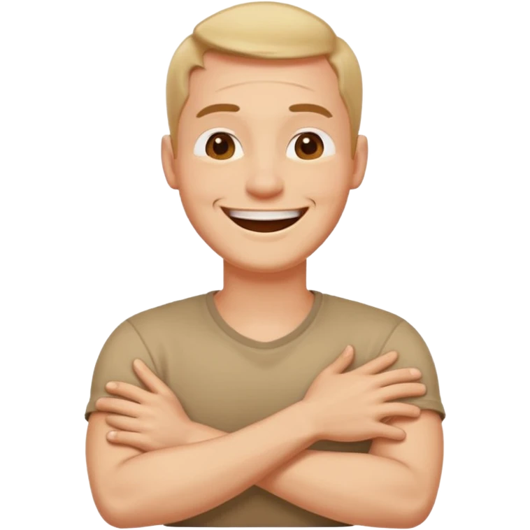 Arms crossed holding neck laughing guy emoji