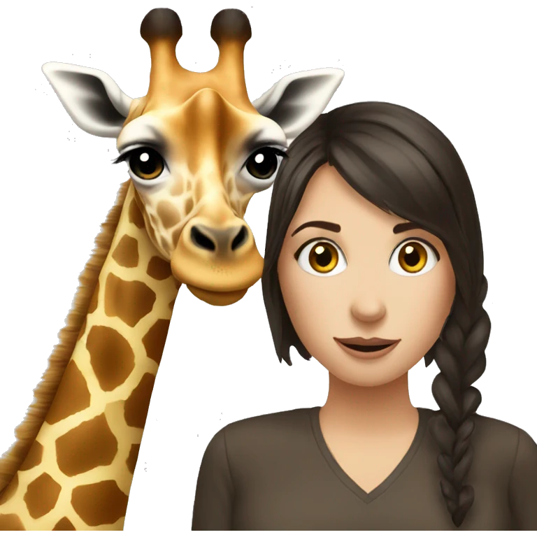 Giraffe and brunette girl  emoji