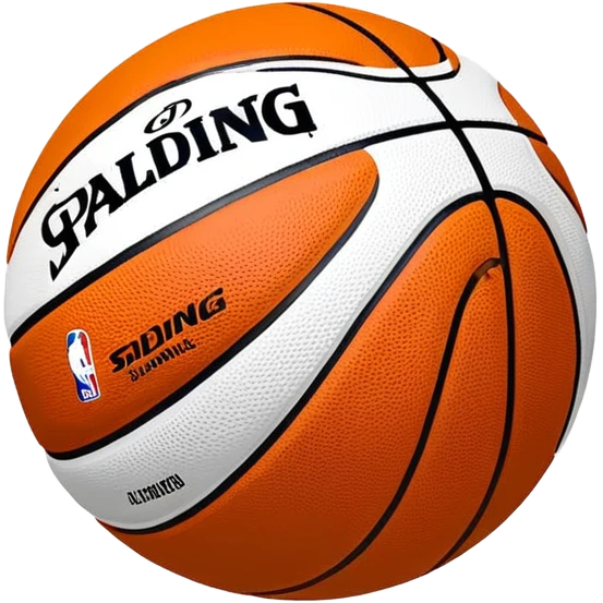 minimalist white Spalding basketball with simple NBA logo, few colorful lines, clean design emoji