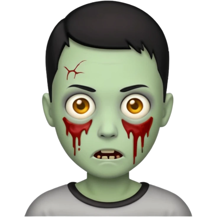 zombie emoji with buzz cut black hair and  emoji