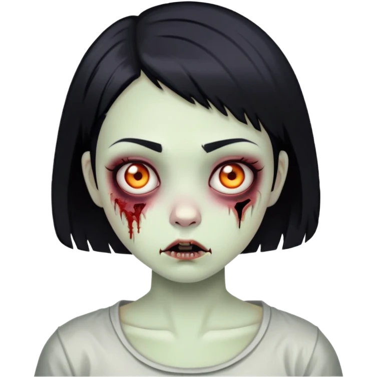 Menina de cabelo curto preto zombie emoji
