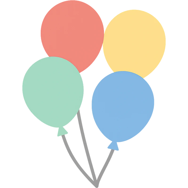 a bunch of colorful balloons, simple and cheerful emoji