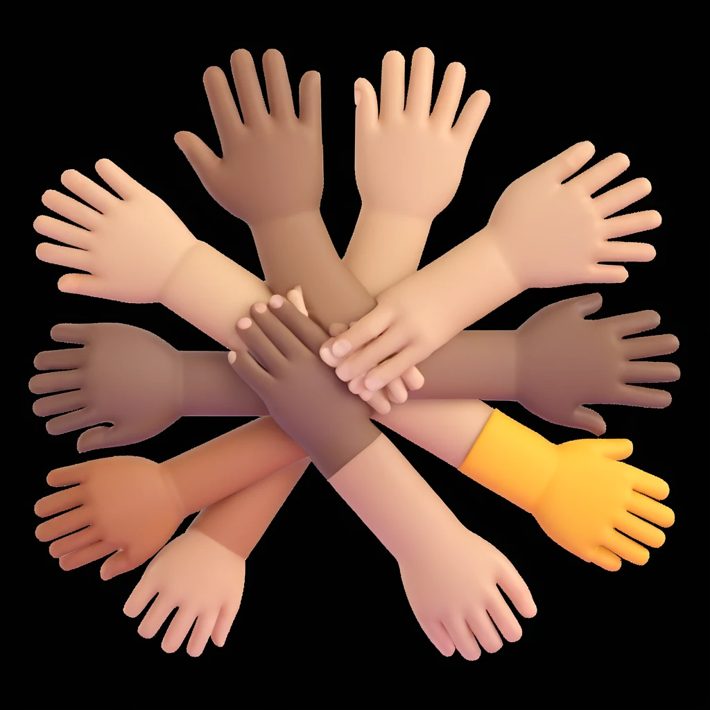 Black Lives Matter diverse hands together equality emoji style no text emoji