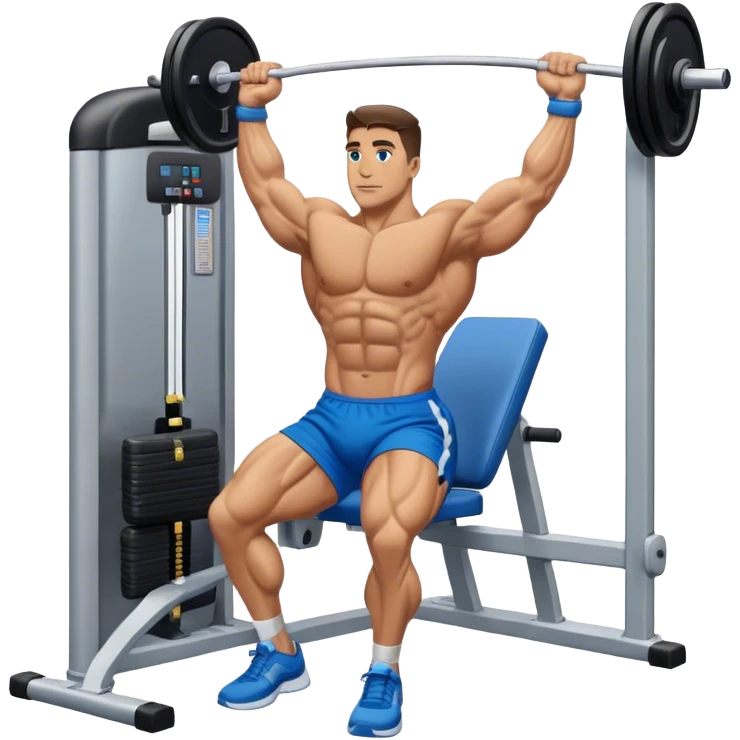 bodybuilder blue shorts leg-side-raise-cable-machine exercise emoji