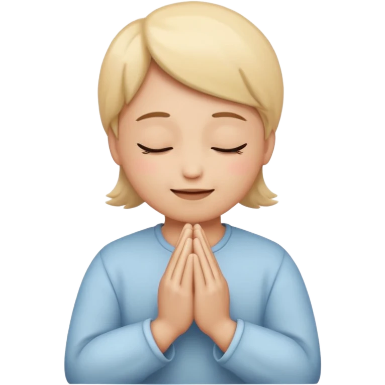thank you emoji, face with closed eyes and gentle smile, hands in prayer, soft colors emoji