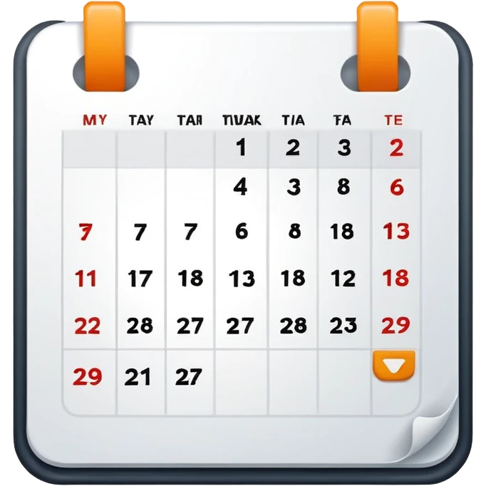 simple calendar with 2 to 3 marked dates symbolizing moderate admin workload emoji