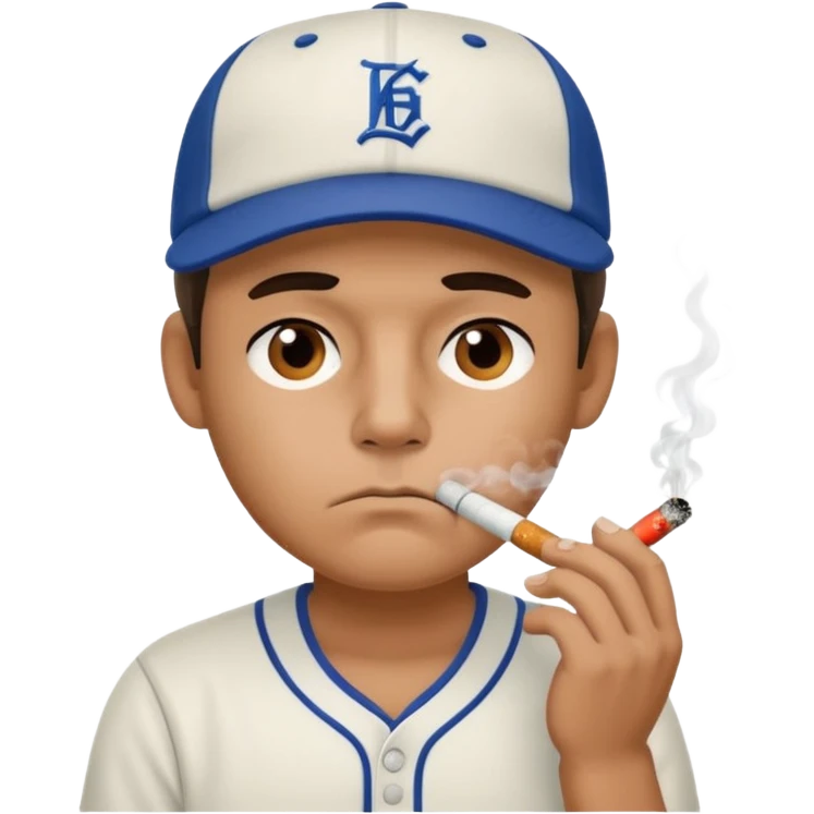 Hungover baseball coach smoking a cigarette and looking tired emoji