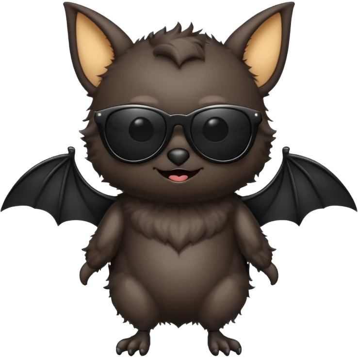 cute black bat with sunglasses, full body emoji