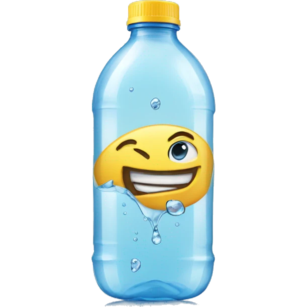 Clear plastic bottle with water coming out emoji