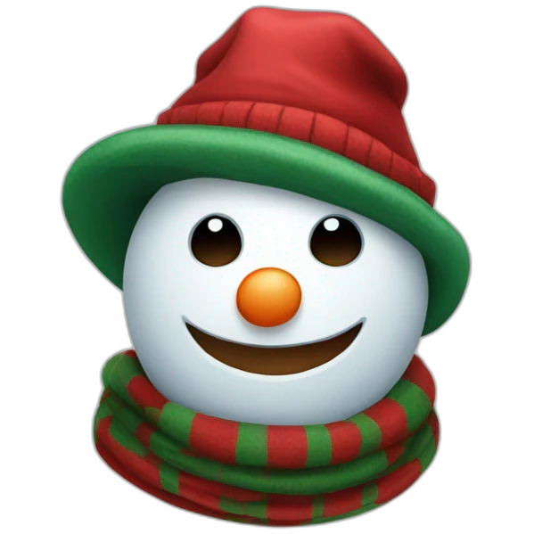 Scary snowman with red and green scarf emoji