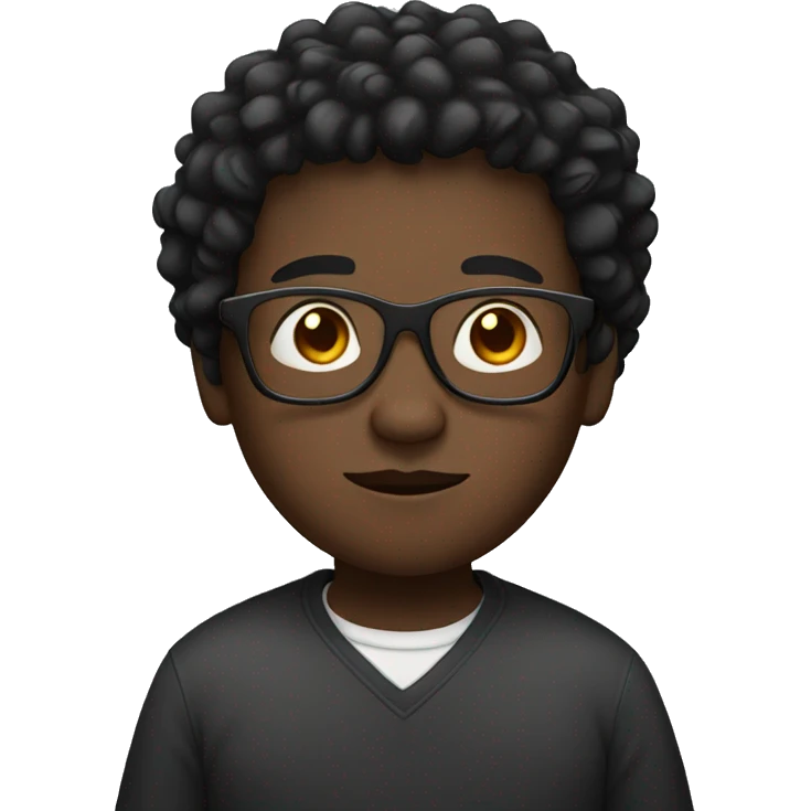 Black, boy, glasses, overweight emoji