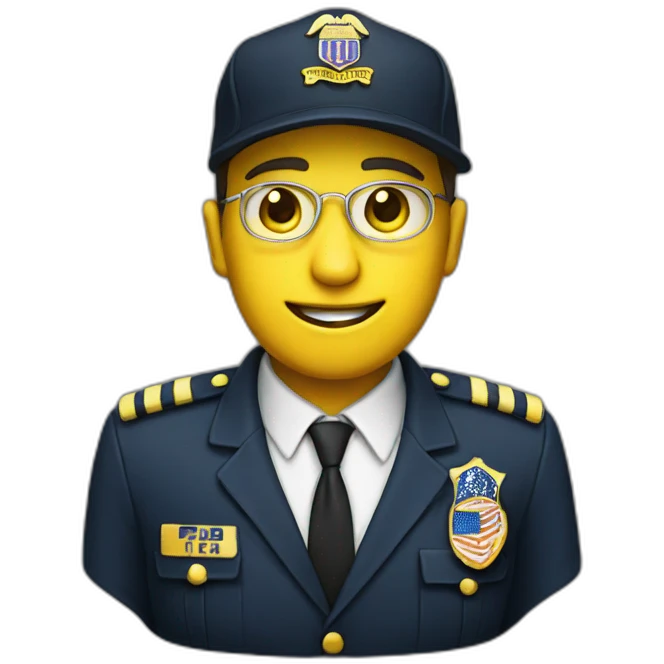 man with yellow "FBI" letters on his cap emoji