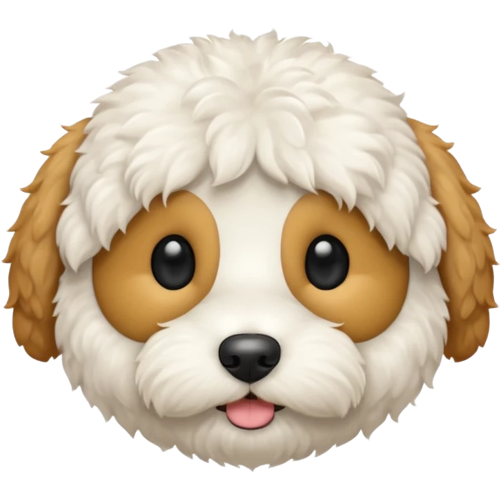 Can you make me an emoji of a very white mini goldendoodle that looks at more poodle with black eyes and a round face? emoji