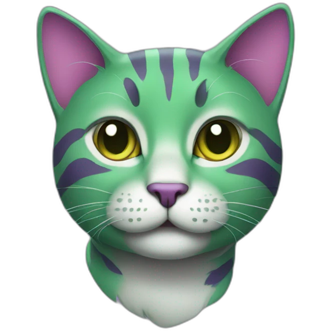 Green purple cat emoji