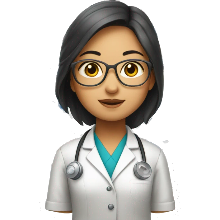 Asian Scientist girl with Indian flag, Korean flag above her emoji