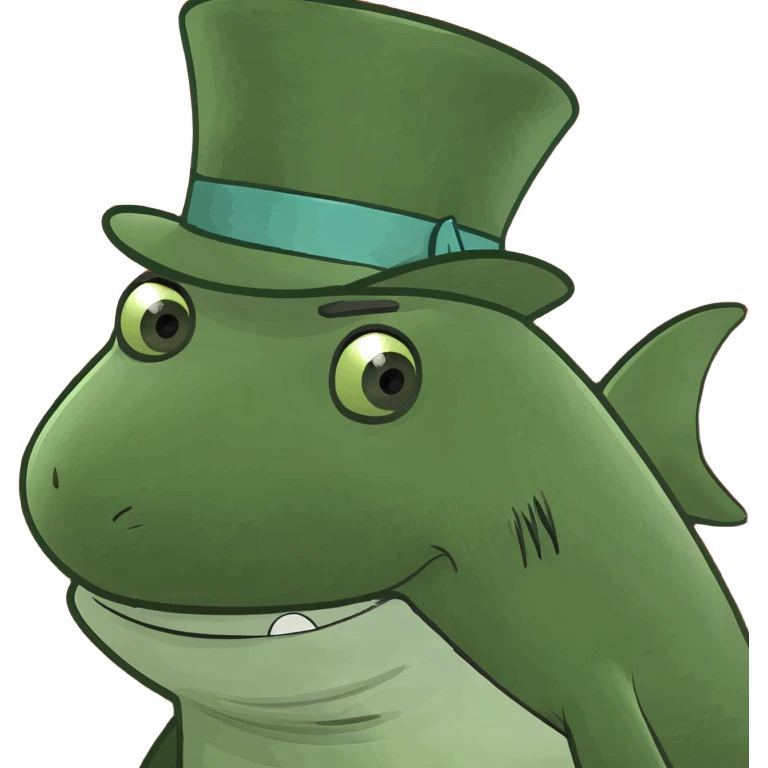 Shark with a top hat emoji
