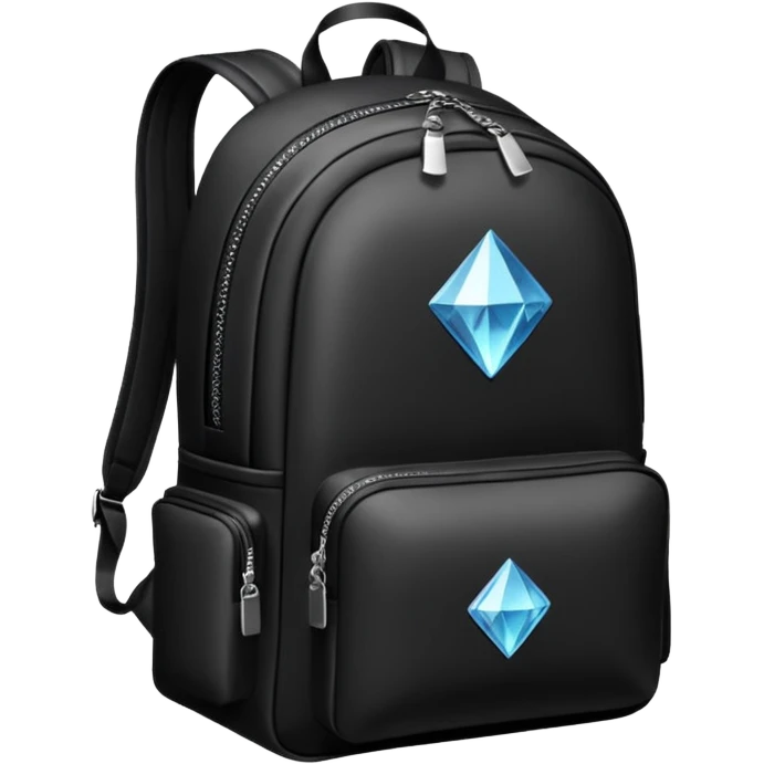 Realistic detailed black luxury backpack made from black diamond with the name Riko on the front. Black diamonds emoji