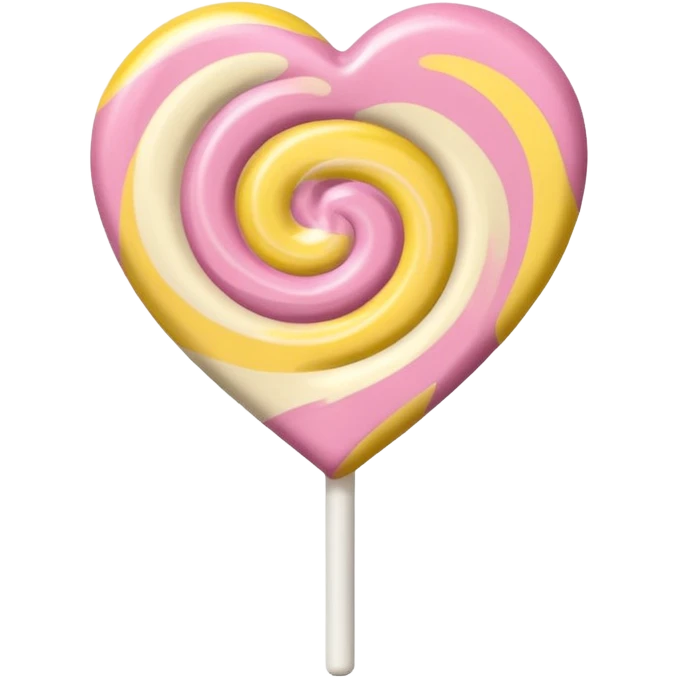 A lollipop heart in soft pink, beige and yellow pastel colors emoji